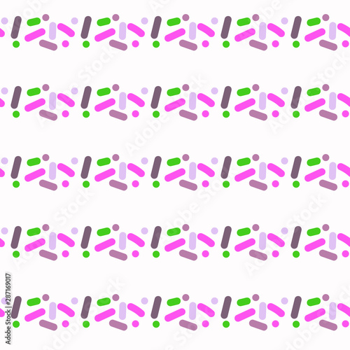Seamless pattern of colored spots on a white background.