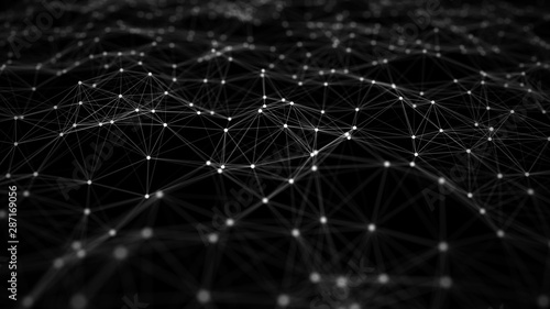 Network connection structure. Big data digital dark background. Science background with connected dots and lines. 3d rendering.
