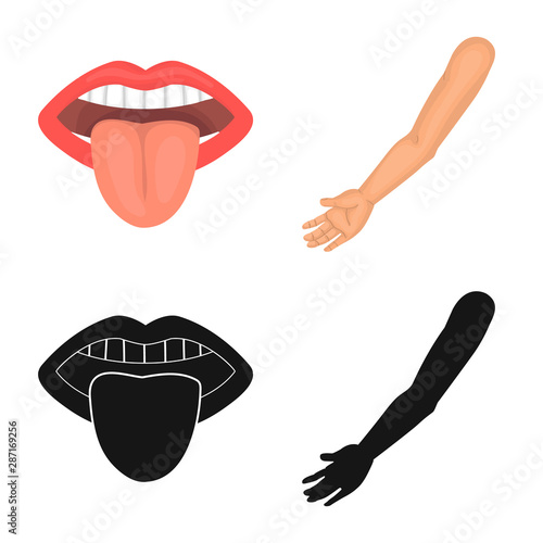 Isolated object of body and part logo. Set of body and anatomy vector icon for stock.