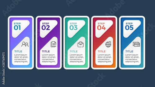 Vector Infographic label design template with icons and 5 options or steps. Vector illustration