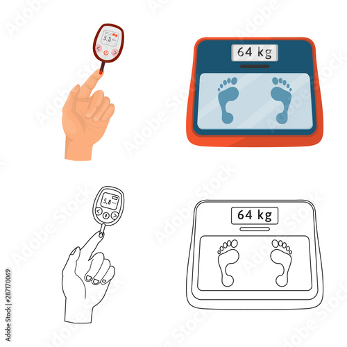 Vector design of diet and treatment icon. Collection of diet and medicine vector icon for stock.
