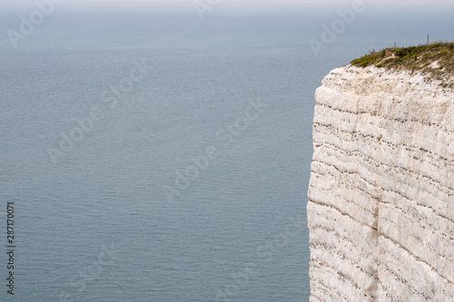 Beachy Head cliff face, the cliff is the highest chalk sea cliff in Britain and one of the most common suicide spots in the world. photo