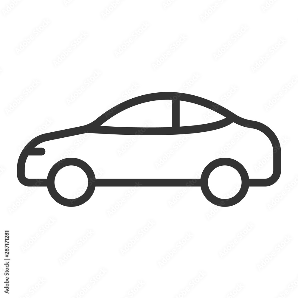 passenger auto car outline vector icon isolated on white background. car flat icon for web, mobile and user interface design. passenger auto car outline vector icon isolated on white background. car flat icon for web, mobile and user interface design.