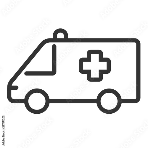 ambulance mini bus outline vector icon isolated on white background. ambulance flat icon for web, mobile and user interface design. medical healthcare concept