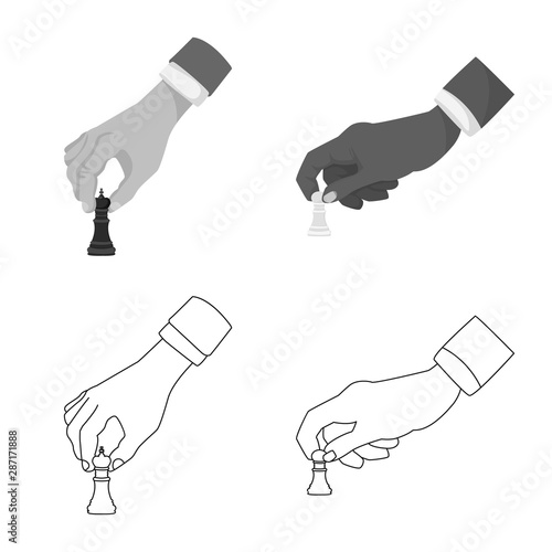 Isolated object of checkmate and thin logo. Set of checkmate and target stock vector illustration.
