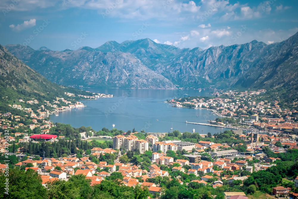 Panoramic view of Boko Kotor Bay, Montenegro.
