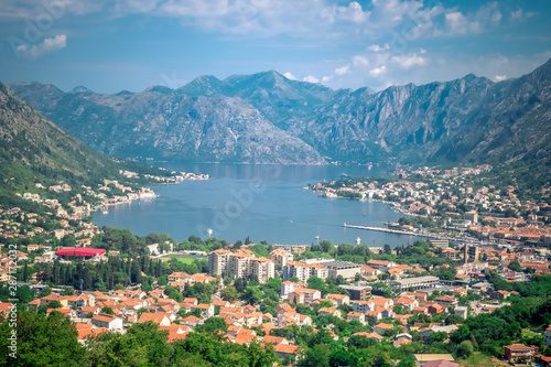 Panoramic view of Boko Kotor Bay, Montenegro.