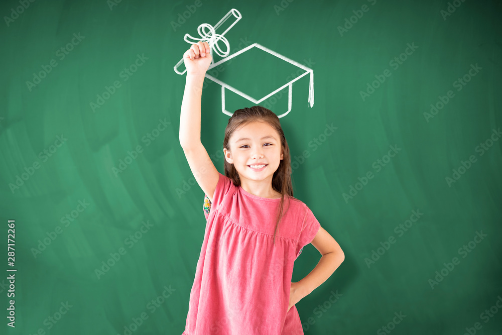 happy little girl student with graduation concepts
