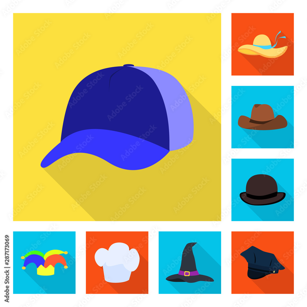 Vector design of fashion and profession symbol. Set of fashion and cap stock symbol for web. Vector design of fashion and profession symbol. Set of fashion and cap stock symbol for web.