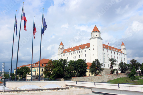 historical white castle of Bratislava, dominating the capital of Slovakia