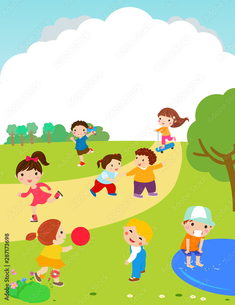 Happy children playing outdoor