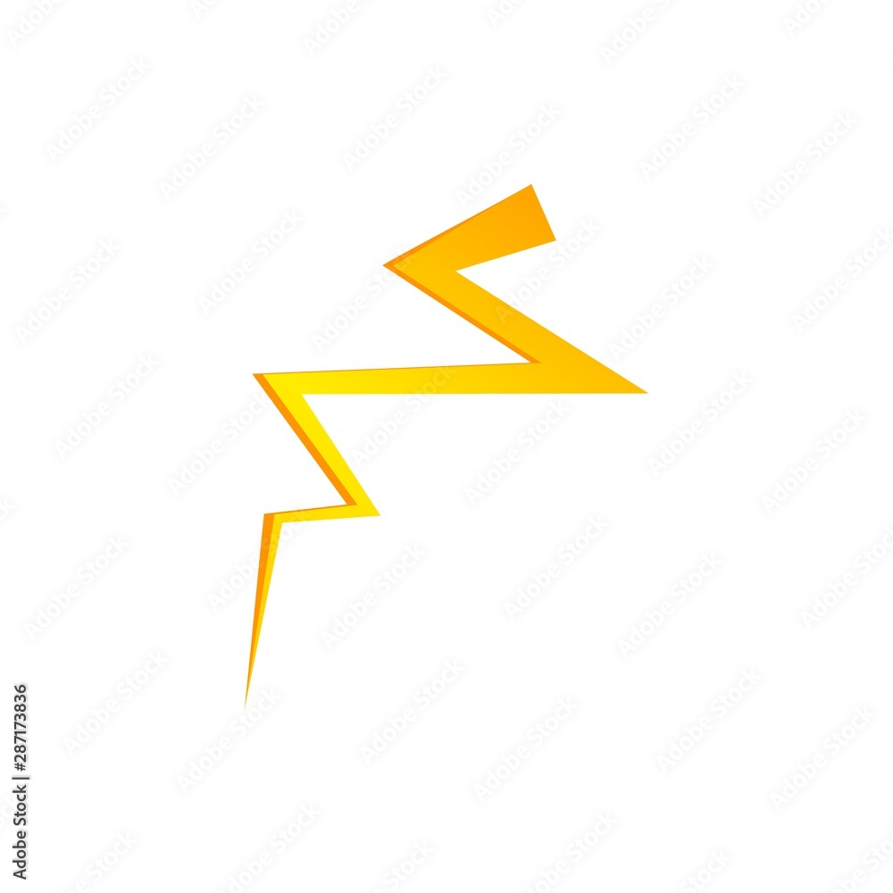 Lighting thunder bolt flash yellow icon set in flat style isolated on white background. Vector illustration Lighting thunder bolt flash yellow icon set in flat style isolated on white background. Vector illustration