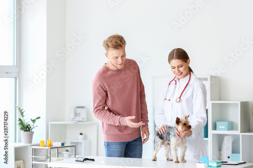 Man with his dog visiting v...