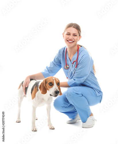 Female veterinarian with cu...