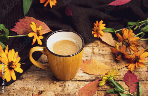 Cup of coffee and autumn season symbol © creativefamily