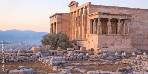 Famous Erechtheon ancient building in Acropolis in Athens, Greece photo