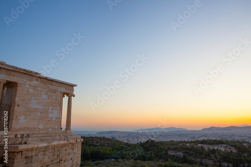 Famous Ancient Acropolis Hill of Athens. Acropolis includes great architecturals, the most famous being the Parthenon. photo