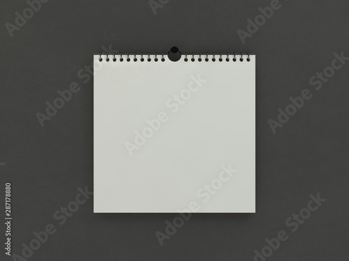 Blank design square calendar template with soft shadows. 3D