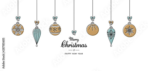Hand drawn Christmas ball illustration with greetings