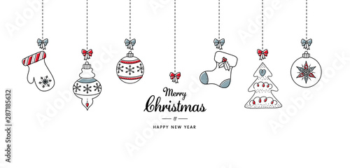 Hand drawn Christmas ball illustration with greetings