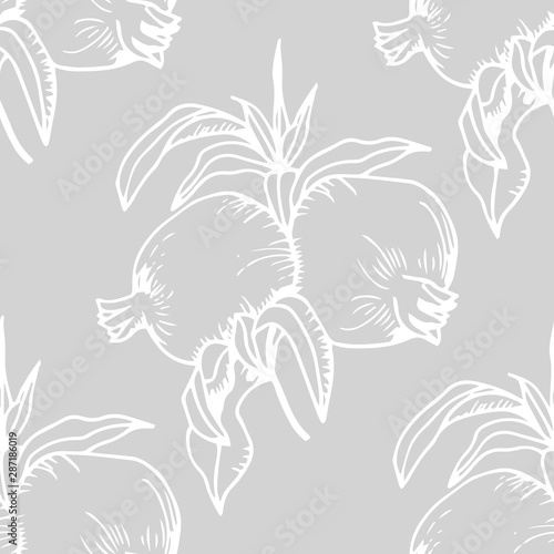pomegranate tropical fruit seamless pattern