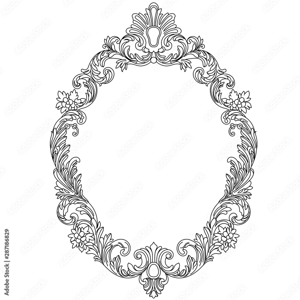Vintage oval pattern frame in old style. Vector.Vintage oval pattern ...