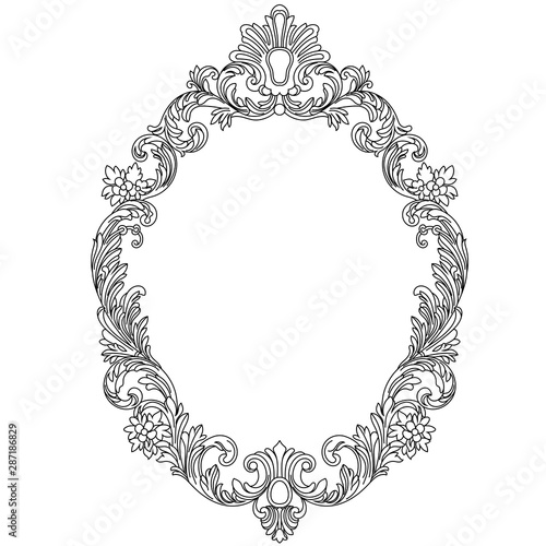 Vintage oval pattern frame in old style. Vector.Vintage oval pattern frame in old style. Vector.