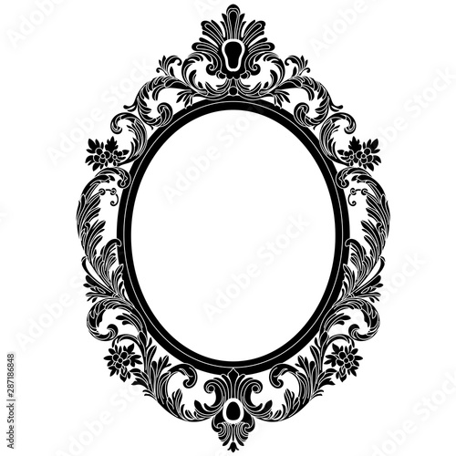 Vintage oval pattern frame in old style. Vector.Vintage oval pattern frame in old style. Vector.