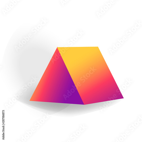 triangular prism - One 3D geometric shape with holographic gradient isolated on white background vector