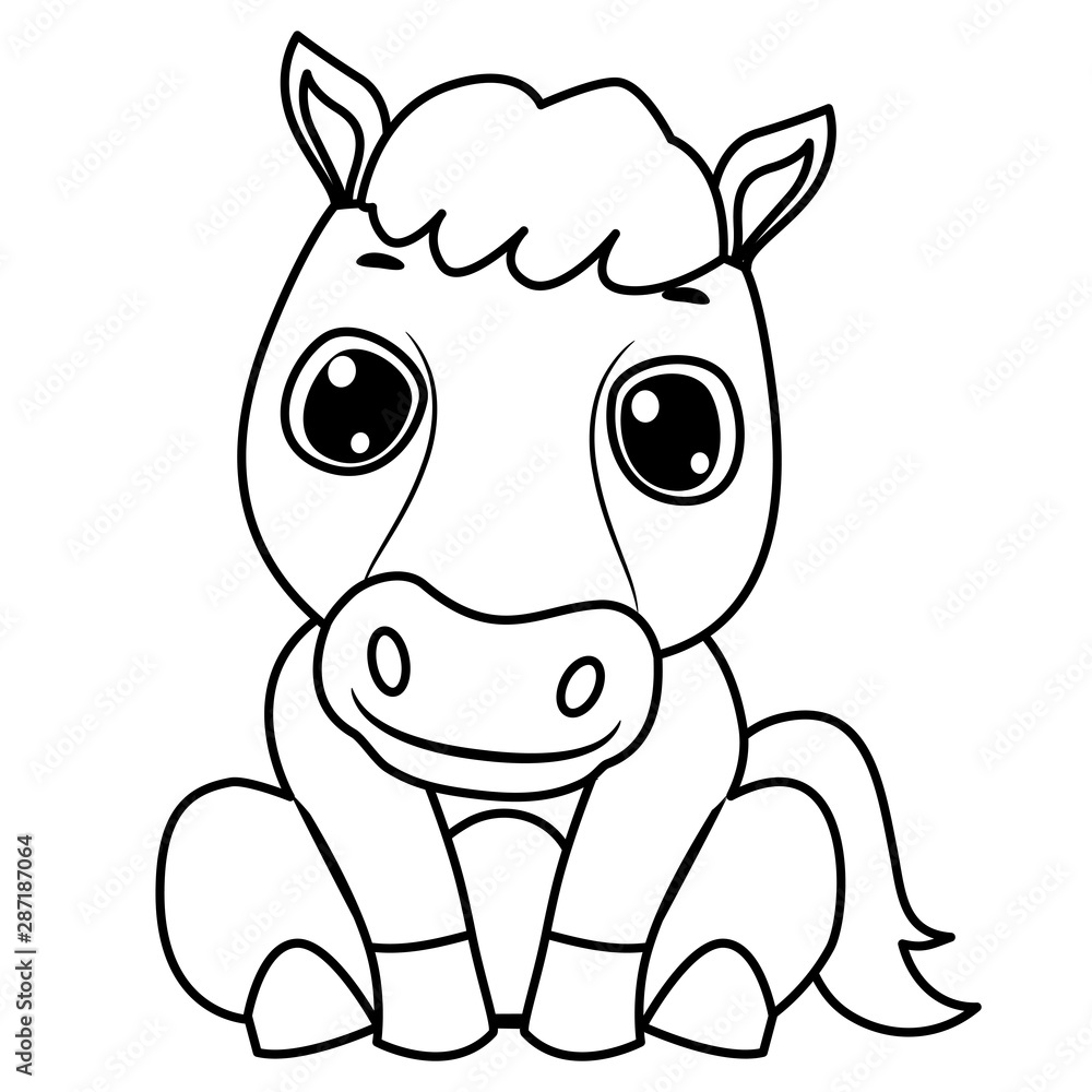 Fototapeta premium Coloring Book Outlined Horse Sitting Position