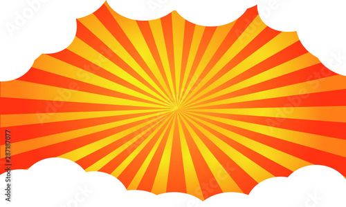 Warm background cartoon shine with clouds vector.