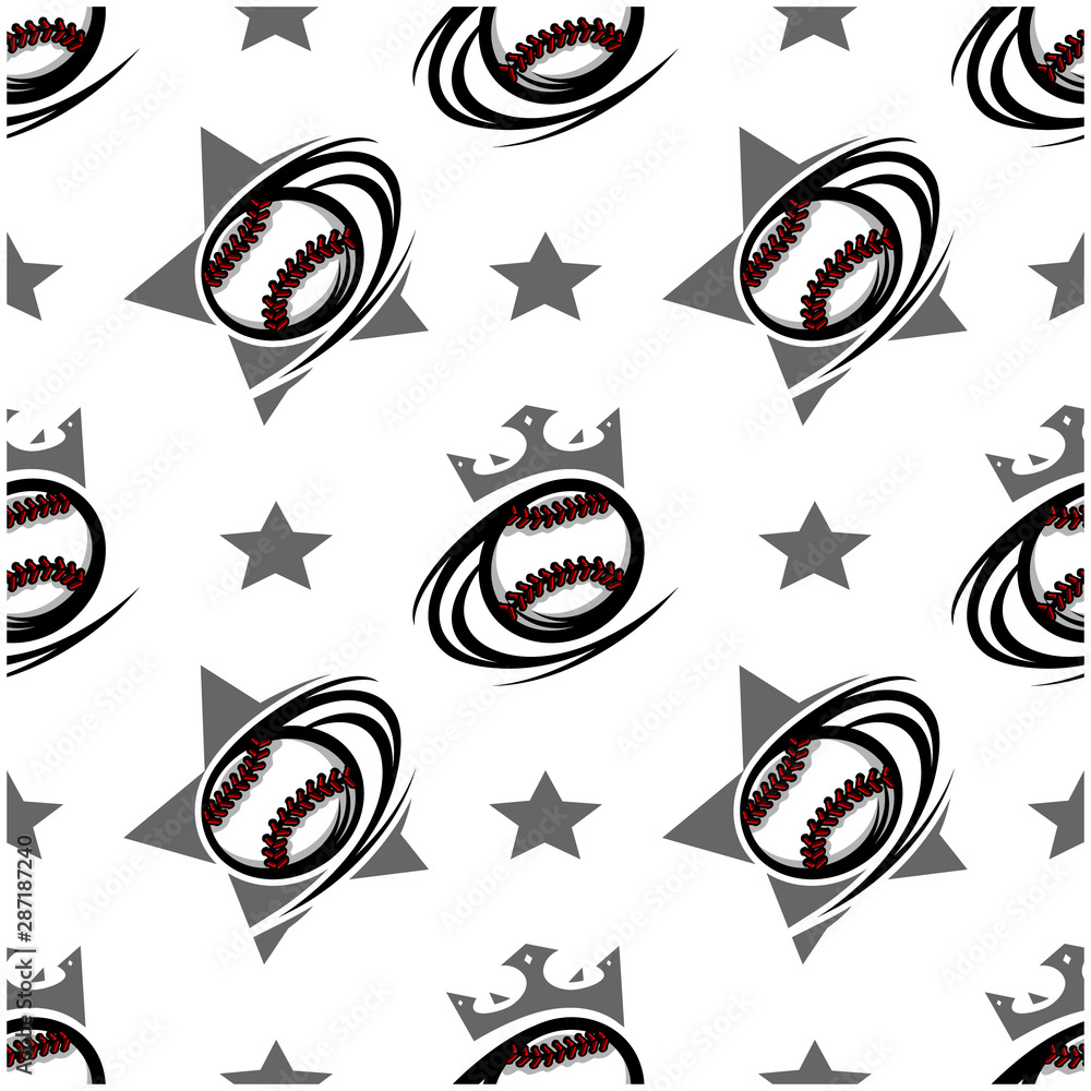 Baseball Softball Ball King Star Seamless Pattern Vector Baseball Softball Ball King Star Seamless Pattern Vector