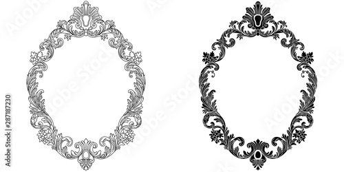 Vintage oval pattern frame in old style. Vector.Vintage oval pattern frame in old style. Vector.