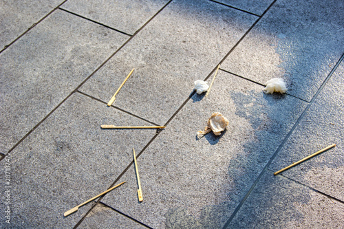 garbage on asphalt