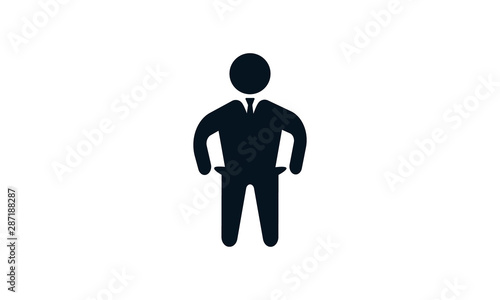 Businessman with no money icon for bankruptcy and financial crisis