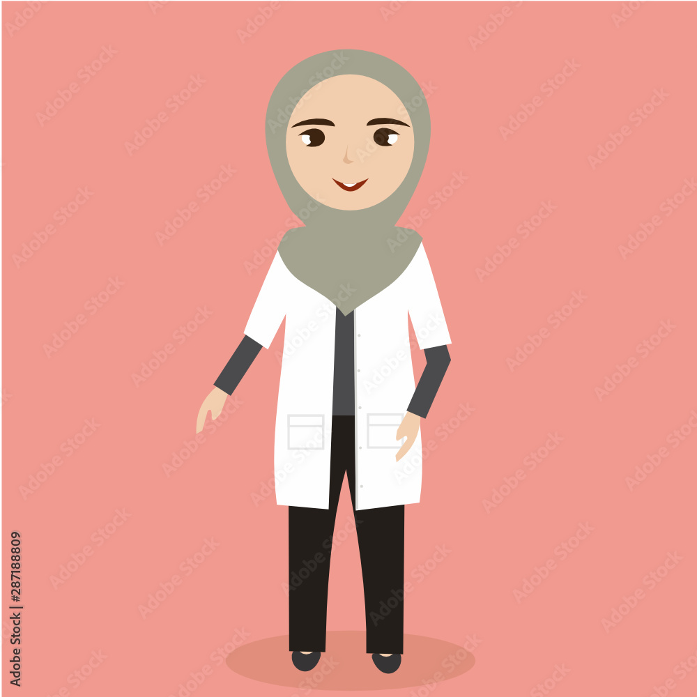 cartoon illustration of female doctor in hijab in black pants Stock Vector | Adobe Stock cartoon illustration of female doctor in hijab in black pants Stock Vector | Adobe Stock
