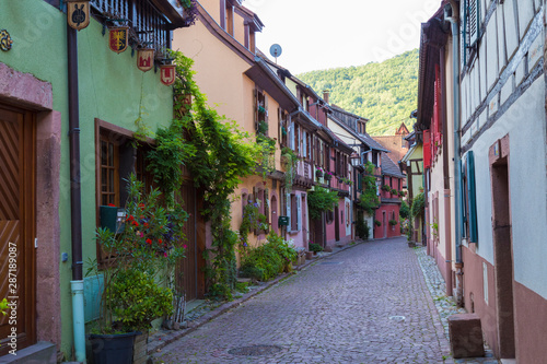 Beautiful colorful  street of medieval village Kaysersberg. Alsace. France. © anatoliil