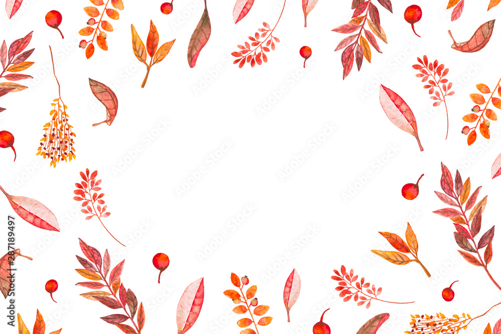 Autumn Pattern Made Of Watercolor Elements Autumn Pattern Made Of Watercolor Elements
