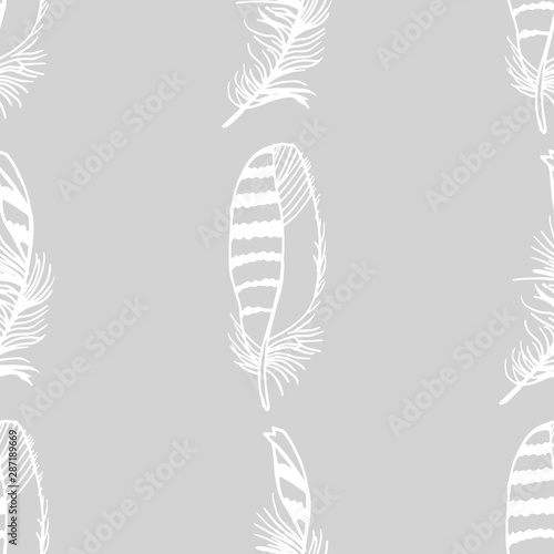 фотографія Mockingjay feather seamless pattern hand drawn sketch