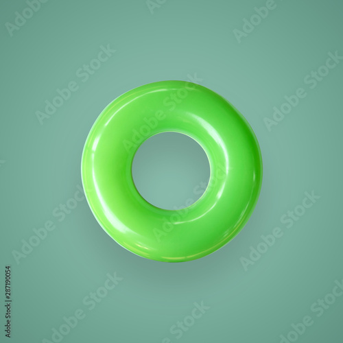 Green color swim rings isolated