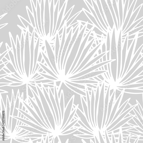 palm leaves tropical floral pattern hand drawn sketch