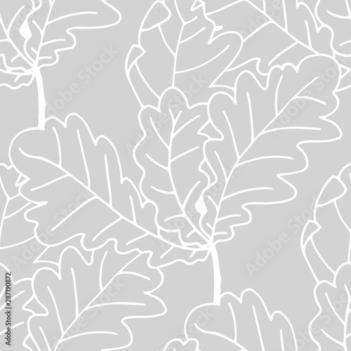 oak leaves seamless floral pattern hand drawn sketch