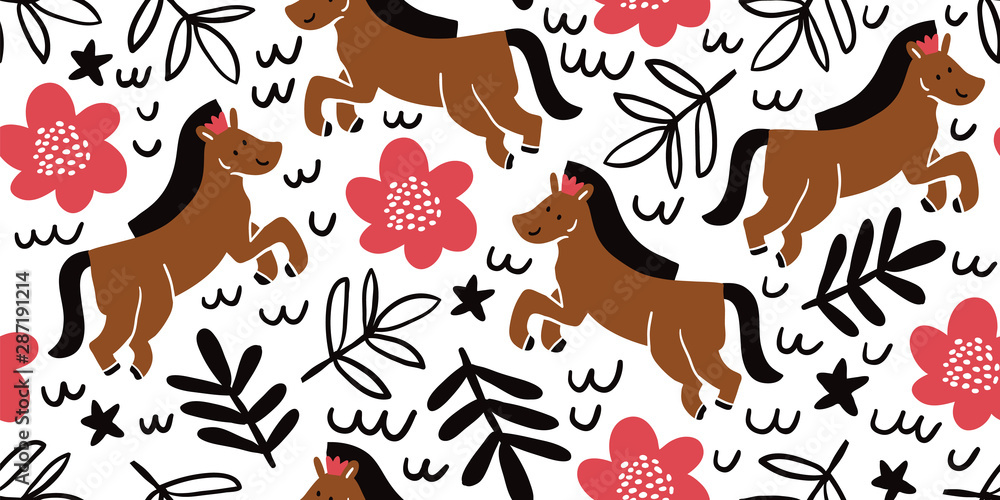 seamless princess girly pattern with horses seamless princess girly pattern with horses