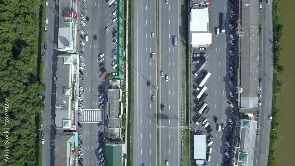 Aerial view of parking rest area in motorway express Bangkok-Pattaya, Thailand. Aerial view of parking rest area in motorway express Bangkok-Pattaya, Thailand.