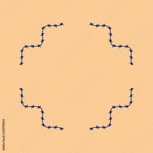 Barbed wire frame Russian prison tattoo. Russia sign Prisoner mafia tattooing. criminal symbol