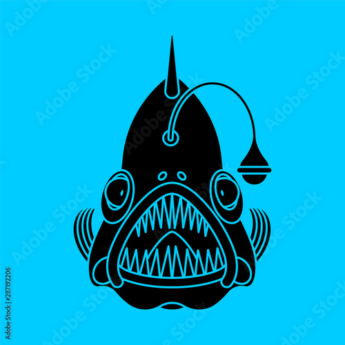 Deep sea fish icon. Angler sign. vector illustration
