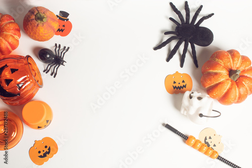 halloween festival decoration prop toy party pumpkin ghost, holiday season greeting, trick of treat spooky, top view