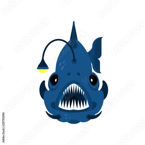 Deep sea fish. Angler isolated. vector illustration