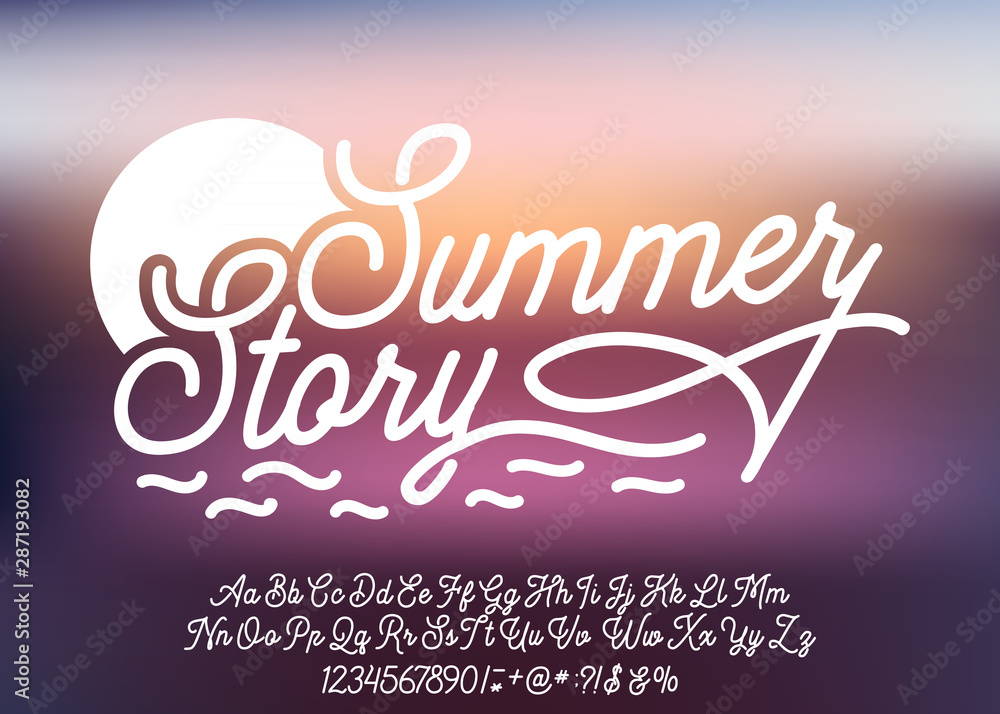 Summer Story. Hand made script font. Vacation summer time. Waikiki ...