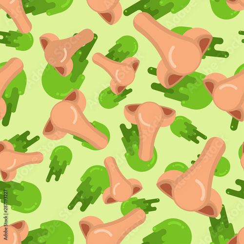 Nose with snot pattern seamless. Noses and runny nose background. vector illustration